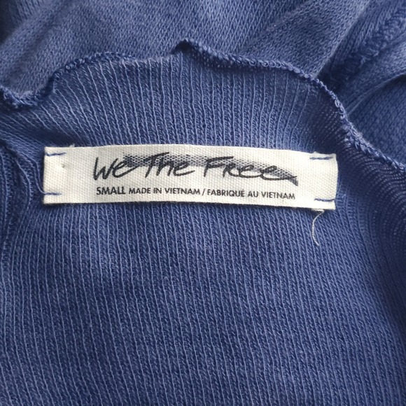 FREE PEOPLE We The Free Blue Thermal Tunic Dress Raw Seam Handkerchief Hem Small - Picture 5 of 6